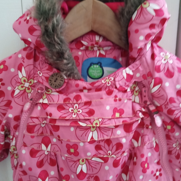 💫Gagou Tagou Kids Baby Floral Pink Kids One Piece Snowsuit Footie - Picture 3 of 7
